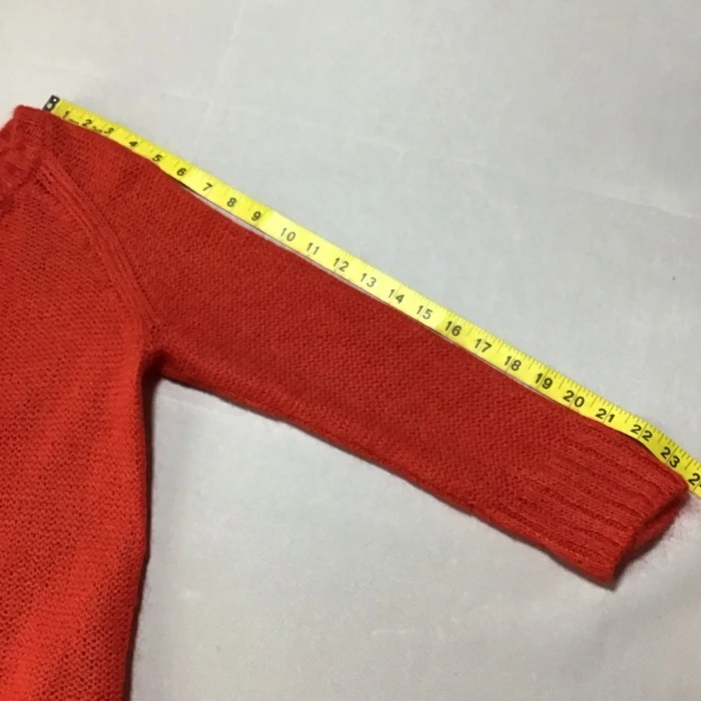 H&M Mohair Blend Vibrant Red Crew Neck Sweater 3/4 Sleeve